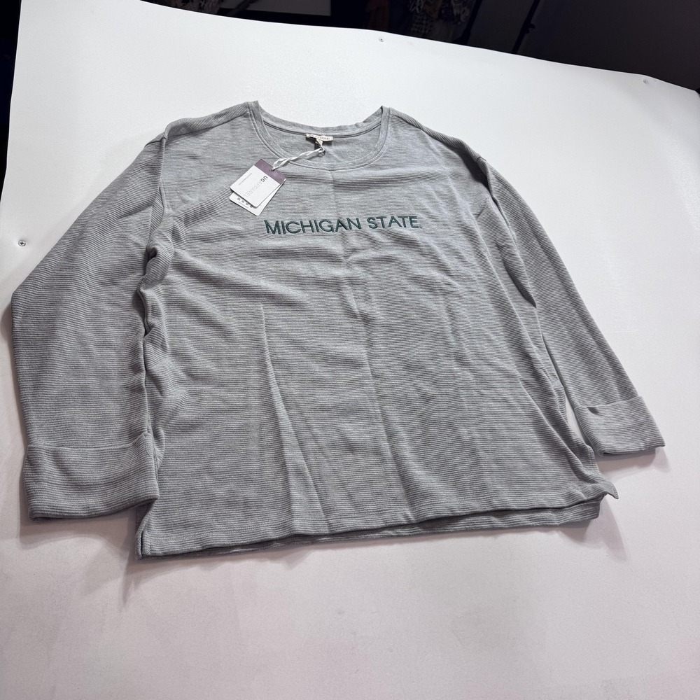 Michigan State Spartans Shirt Womens Large Gray NCAA Football UG Apparel